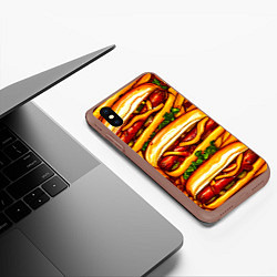 Чехол iPhone XS Max матовый Хот-доги, цвет: 3D-коричневый — фото 2