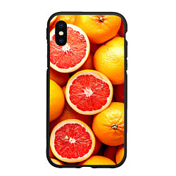 Чехол iPhone XS Max матовый Грейпфруты, цвет: 3D-черный