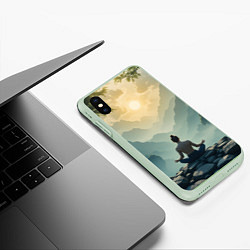 Чехол iPhone XS Max матовый Медитация на рассвете, цвет: 3D-салатовый — фото 2