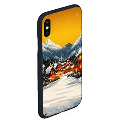 Чехол iPhone XS Max матовый Ламповый новый год - домики, цвет: 3D-черный — фото 2