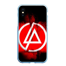 Чехол iPhone XS Max матовый Linkin Park: Red style, цвет: 3D-голубой