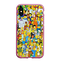 Чехол iPhone XS Max матовый Simpsons Stories, цвет: 3D-малиновый