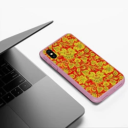 Чехол iPhone XS Max матовый Хохлома, цвет: 3D-розовый — фото 2