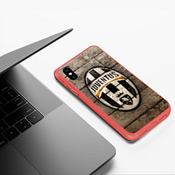 Чехол iPhone XS Max матовый Juventus, цвет: 3D-красный — фото 2