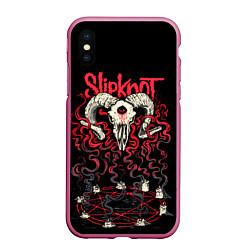 Чехол iPhone XS Max матовый Slipknot, цвет: 3D-малиновый