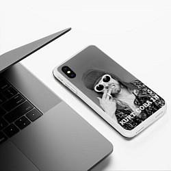 Чехол iPhone XS Max матовый Кобейн в очках, цвет: 3D-белый — фото 2