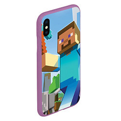 Чехол iPhone XS Max матовый Minecraft World, цвет: 3D-фиолетовый — фото 2