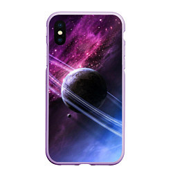 Чехол iPhone XS Max матовый Космос, цвет: 3D-сиреневый