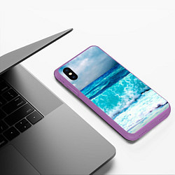 Чехол iPhone XS Max матовый Волны, цвет: 3D-фиолетовый — фото 2