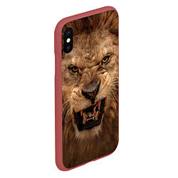 Чехол iPhone XS Max матовый Взгляд льва, цвет: 3D-красный — фото 2