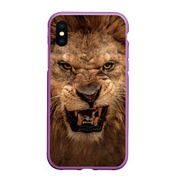 Чехол iPhone XS Max матовый Взгляд льва, цвет: 3D-фиолетовый