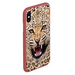 Чехол iPhone XS Max матовый Взгляд леопарда, цвет: 3D-красный — фото 2