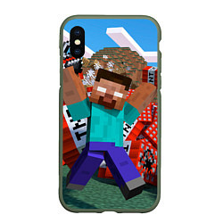 Чехол iPhone XS Max матовый Minecraft Man, цвет: 3D-темно-зеленый