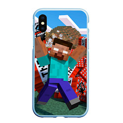 Чехол iPhone XS Max матовый Minecraft Man, цвет: 3D-голубой