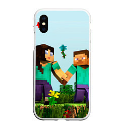 Чехол iPhone XS Max матовый Minecraft Stories, цвет: 3D-белый