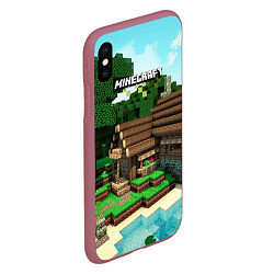 Чехол iPhone XS Max матовый Minecraft House, цвет: 3D-малиновый — фото 2