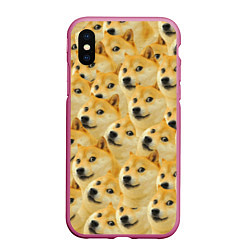 Чехол iPhone XS Max матовый Doge, цвет: 3D-малиновый