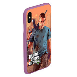 Чехол iPhone XS Max матовый GTA 5: Gangsta, цвет: 3D-фиолетовый — фото 2