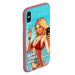 Чехол iPhone XS Max матовый GTA 5: Selfie Girl, цвет: 3D-малиновый — фото 2