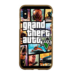 Чехол iPhone XS Max матовый GTA 5: City Stories, цвет: 3D-коричневый