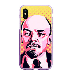 Чехол iPhone XS Max матовый Ленин: поп-арт, цвет: 3D-сиреневый