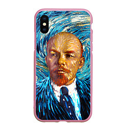 Чехол iPhone XS Max матовый Ленин Ван Гога, цвет: 3D-розовый