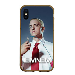Чехол iPhone XS Max матовый Eminem Fire, цвет: 3D-коричневый
