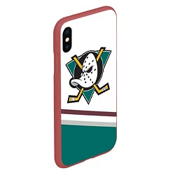 Чехол iPhone XS Max матовый Anaheim Ducks Selanne, цвет: 3D-красный — фото 2