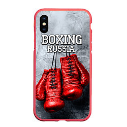 Чехол iPhone XS Max матовый Boxing Russia, цвет: 3D-красный