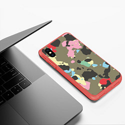Чехол iPhone XS Max матовый Камуфляж: микс цветов, цвет: 3D-красный — фото 2
