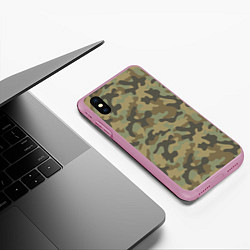 Чехол iPhone XS Max матовый Камуфляж: хаки, цвет: 3D-розовый — фото 2