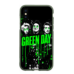 Чехол iPhone XS Max матовый Green Day: Acid Colour, цвет: 3D-темно-зеленый