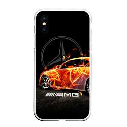 Чехол iPhone XS Max матовый Mercedes, цвет: 3D-белый