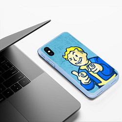 Чехол iPhone XS Max матовый Fallout: It's okey, цвет: 3D-голубой — фото 2