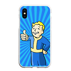 Чехол iPhone XS Max матовый Fallout Blue, цвет: 3D-белый