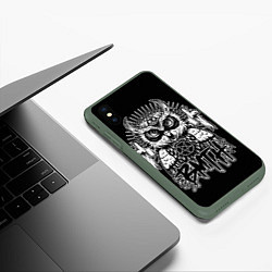 Чехол iPhone XS Max матовый BMTH Owl, цвет: 3D-темно-зеленый — фото 2