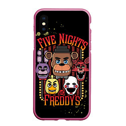 Чехол iPhone XS Max матовый Five Nights At Freddy's, цвет: 3D-малиновый