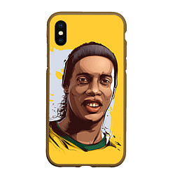 Чехол iPhone XS Max матовый Ronaldinho Art, цвет: 3D-коричневый