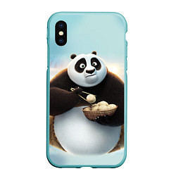 Чехол iPhone XS Max матовый Кунг фу панда, цвет: 3D-мятный