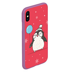Чехол iPhone XS Max матовый Влюбленная пингвинка, цвет: 3D-фиолетовый — фото 2