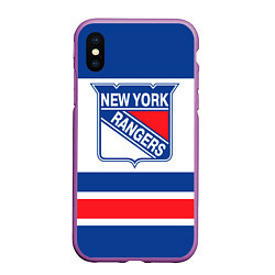 Чехол iPhone XS Max матовый New York Rangers, цвет: 3D-фиолетовый
