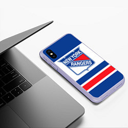 Чехол iPhone XS Max матовый New York Rangers, цвет: 3D-светло-сиреневый — фото 2