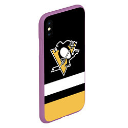 Чехол iPhone XS Max матовый Pittsburgh Penguins: Black, цвет: 3D-фиолетовый — фото 2