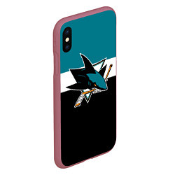 Чехол iPhone XS Max матовый San Jose Sharks, цвет: 3D-малиновый — фото 2