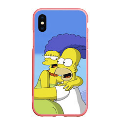 Чехол iPhone XS Max матовый Гомер и Мардж, цвет: 3D-баблгам