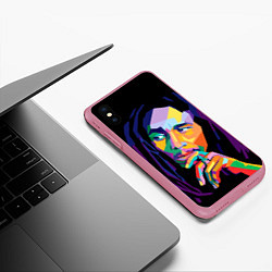 Чехол iPhone XS Max матовый Bob Marley: Art, цвет: 3D-малиновый — фото 2