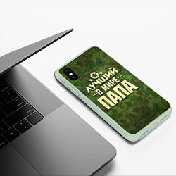 Чехол iPhone XS Max матовый Лучший в мире папа, цвет: 3D-салатовый — фото 2