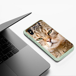 Чехол iPhone XS Max матовый Взгляд кошки, цвет: 3D-салатовый — фото 2