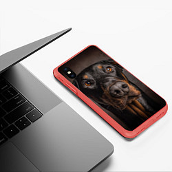 Чехол iPhone XS Max матовый Глаза добермана, цвет: 3D-красный — фото 2