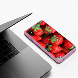 Чехол iPhone XS Max матовый Клубничная, цвет: 3D-розовый — фото 2